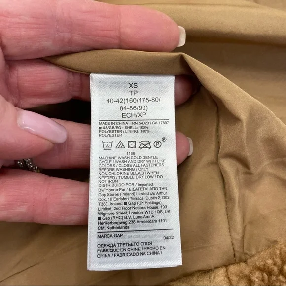 NWT GAP Sherpa Moto Jacket XS Tan - Picture 13 of 14
